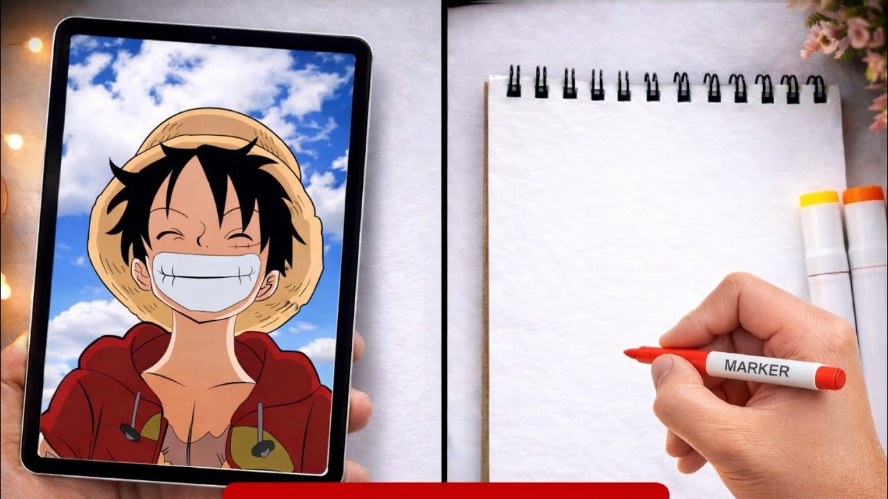 Drawing Luffy's Iconic Smile with Markers! 🏴‍☠️ 