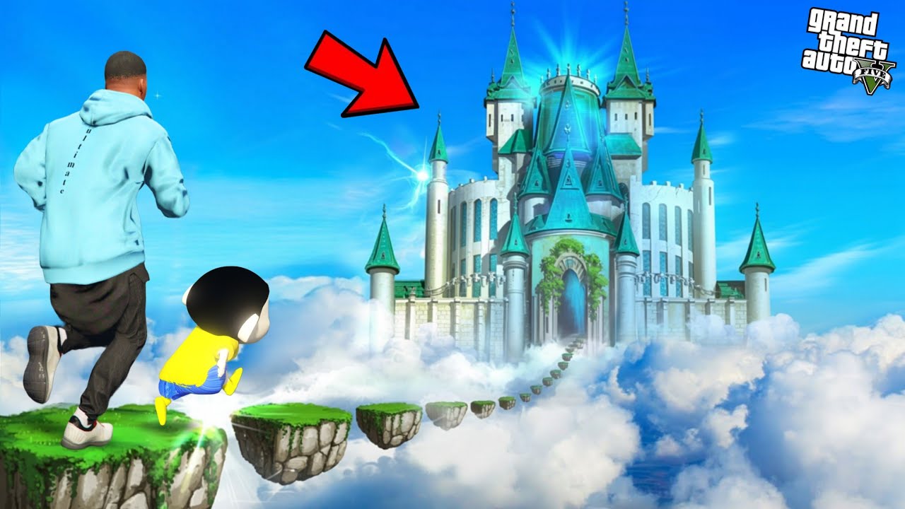 FRANKLIN AND SHINCHAN TRIED IMPOSSIBLE GOLDEN HEAVEN CASTLE CHALLENGE GTA 5 !!