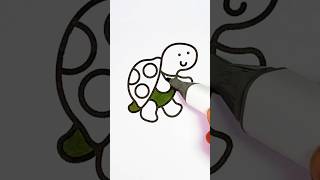 Coloring a Cute Turtle Fun Easy Turtle Coloring Page