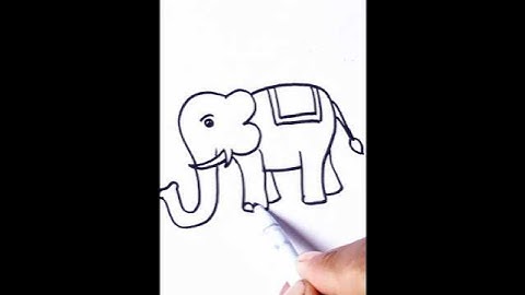 Elephant drawing with number 3 4 #drawing #viralvideo #shorts