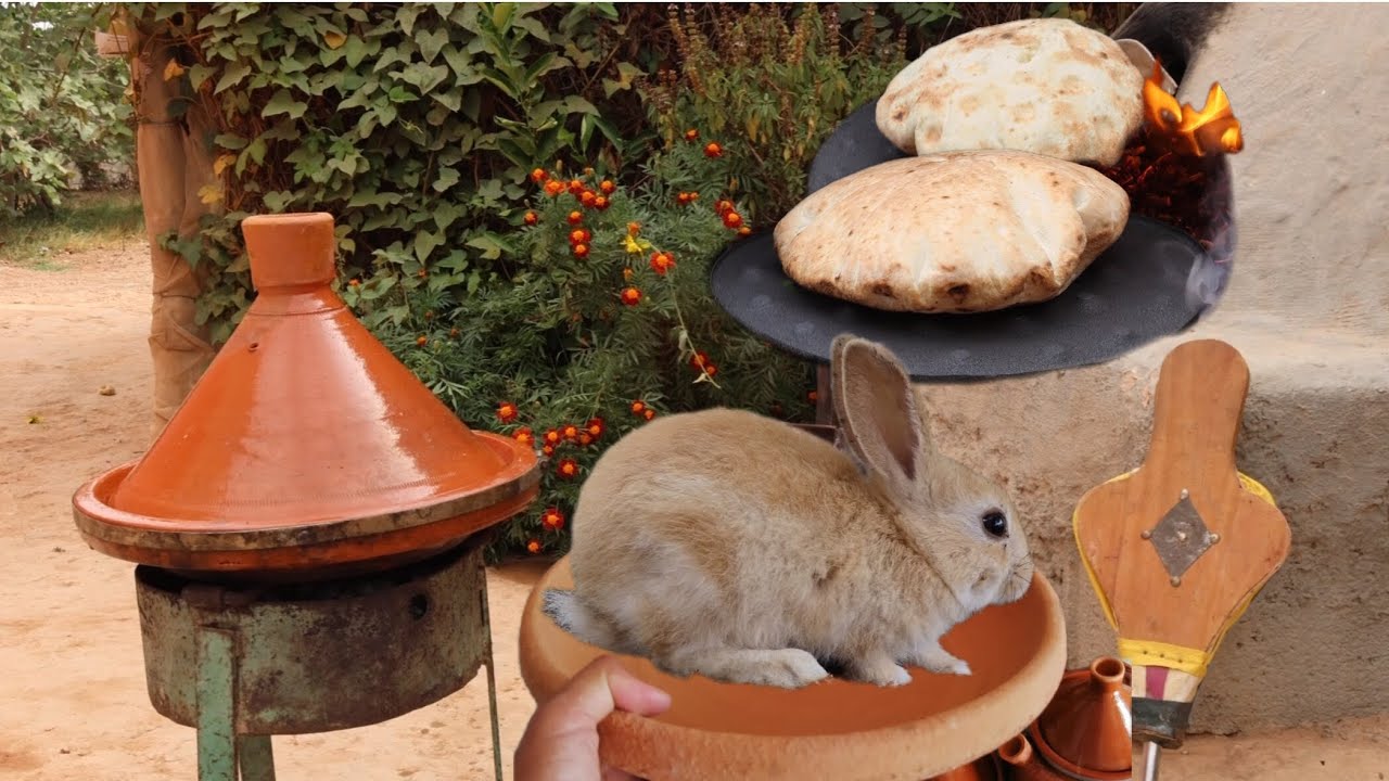 روتين المراة البدوية 🇲🇦🔥 طاجين سوسي بالارنب.👌🤤 خبز تافرنوت  