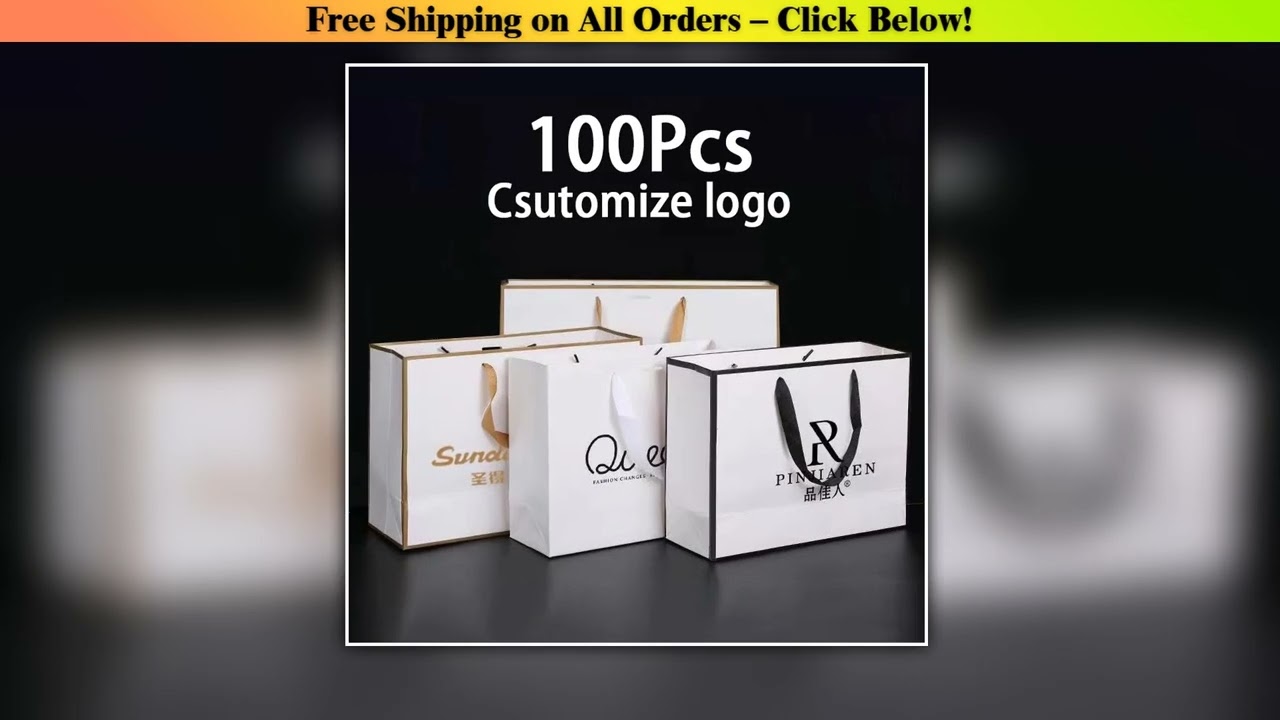 Custom Logo White Black Tote Bags Personalization Business Clothing Store Packing Bag Festival