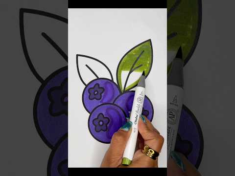 Blueberries ASMR Coloring 🫐💜 | Satisfying Marker Art #Shorts