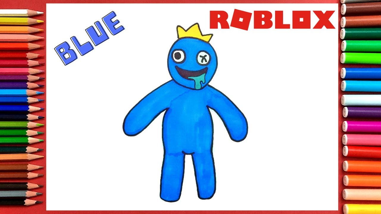 How To Draw Blue from Roblox Rainbow Friends  Cute Easy Step By Step  Drawing Tutorial 