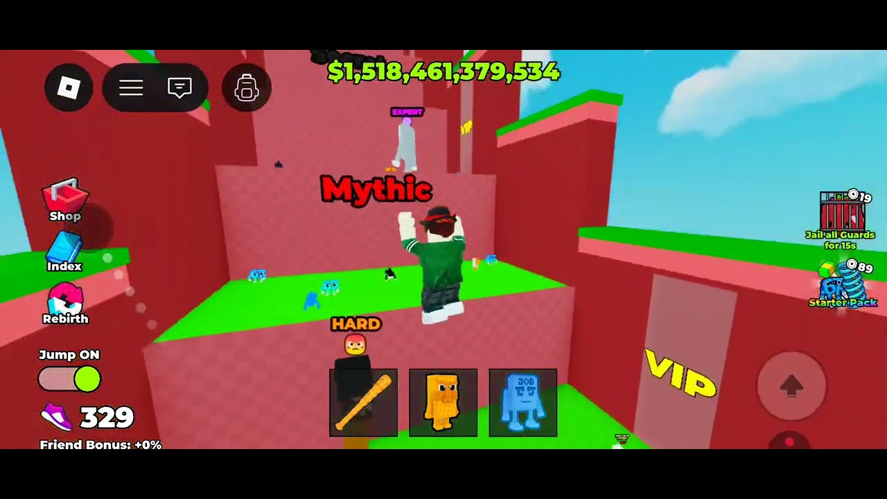 I'm playing  Roblox. I play jump to steal Brianrot grow a beanstalk for Brianrot. 
