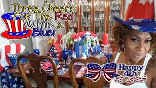 🇺🇸Red white and blue summer table settings red white and blue tablescape 2021 of July tablescape