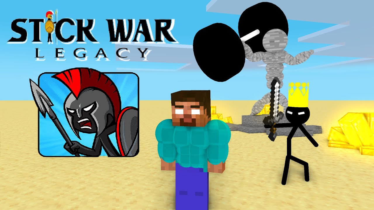 HEROBRINE BODY BUILDER + STICK WAR LEGACY CHALLENGE - MINECRAFT