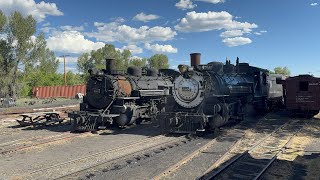 7/31/26 Cumbres & Toltec K-36 489 switching passenger train at Chama, New Mexico 
