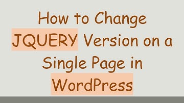 How to Change JQUERY Version on a Single Page in WordPress