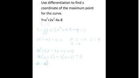 Use differentiation to find x coordinate of the maximum point for the curve.