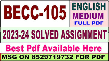 becc 105 solved assignment 2023-24 || becc 105 solved assignment 2024 in English || ignou becc 105