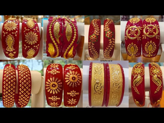 Amazon.com: Meenakshi imitation Plastic Gold-plated Laminated Shakha Pola  Bangles For Women (Pack of 4) : Clothing, Shoes & Jewelry