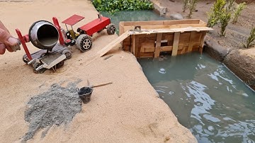 diy tractor making science project ||  concrete bridge || cow miniature | how to make slime