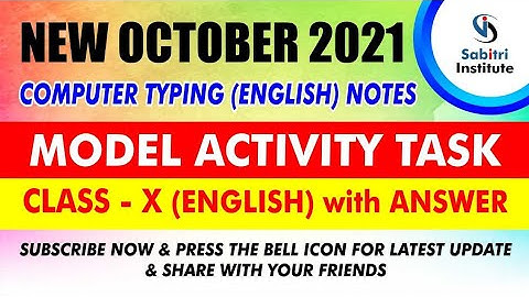 Class 10 / English / New Model Activity Task October 2021 / Hindi Medium / Sabitri Institute