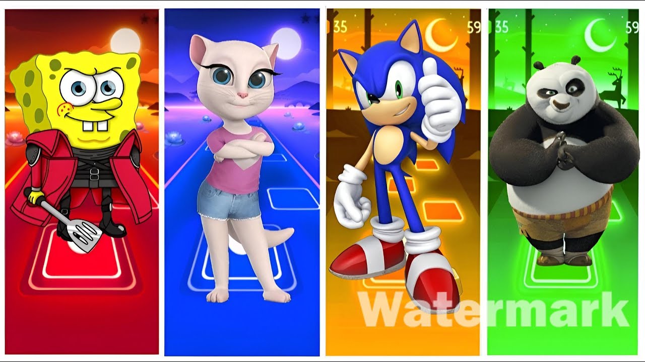 Tiles hop Coffin dance Sponge bob vs Talking Tom vs Sonic vs Kungfu Panda EDM RUSH Songs (Cover )