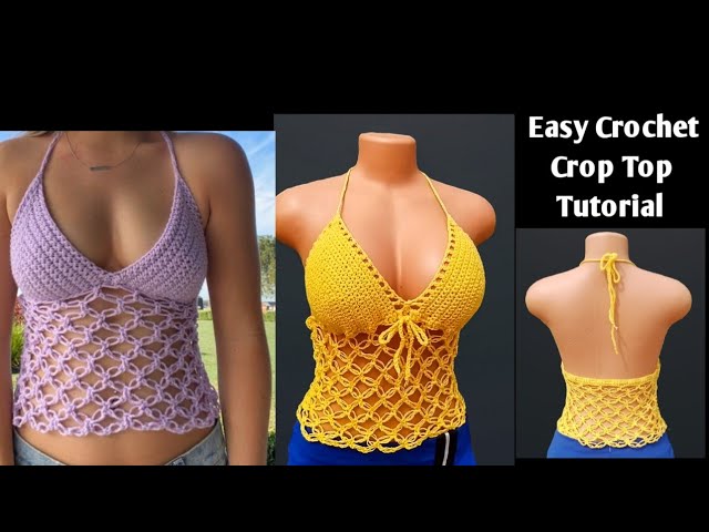 How to Crochet Mesh Top with Fringes / Crochet Bralette Tutorial for  Beginners. 