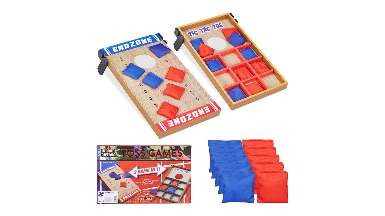 Relaxdays Tic Tac Toe Wurfspiel - Fußball-Design, 9 Bälle, Mit Tragebox, Für Drinnen & Draußen