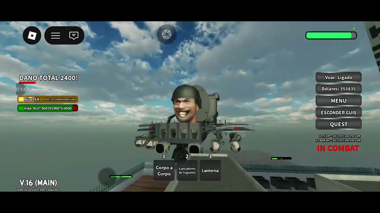 Jogando com skibidi rocket no nível 53