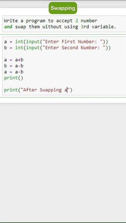 Swapping Number in Python #shorts #python #tech #tutorial #Shorts - YouTube