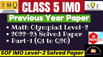 Class-5th SOF IMO Level-2 Solved PAPER  || Year 2022-23 Q1-Q20 Part-1#sofimo  #imoclass5