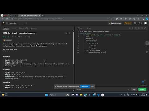 1636. Sort Array by Increasing Frequency LEETCODE Heap Python Aditya Verma approach
