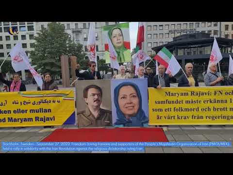 Stockholm—September 27, 2023: MEK supporters held a rally in solidarity with the Iran Revolution.