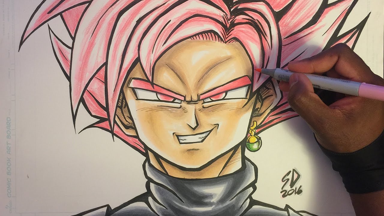 Speed drawing of Goku Black Super Saiyan Rose from the anime Dragon Ball Su...