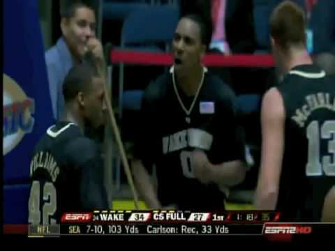 Wake Forest's Jeff Teague (0) dunks over UNC-Wilmington's Darion