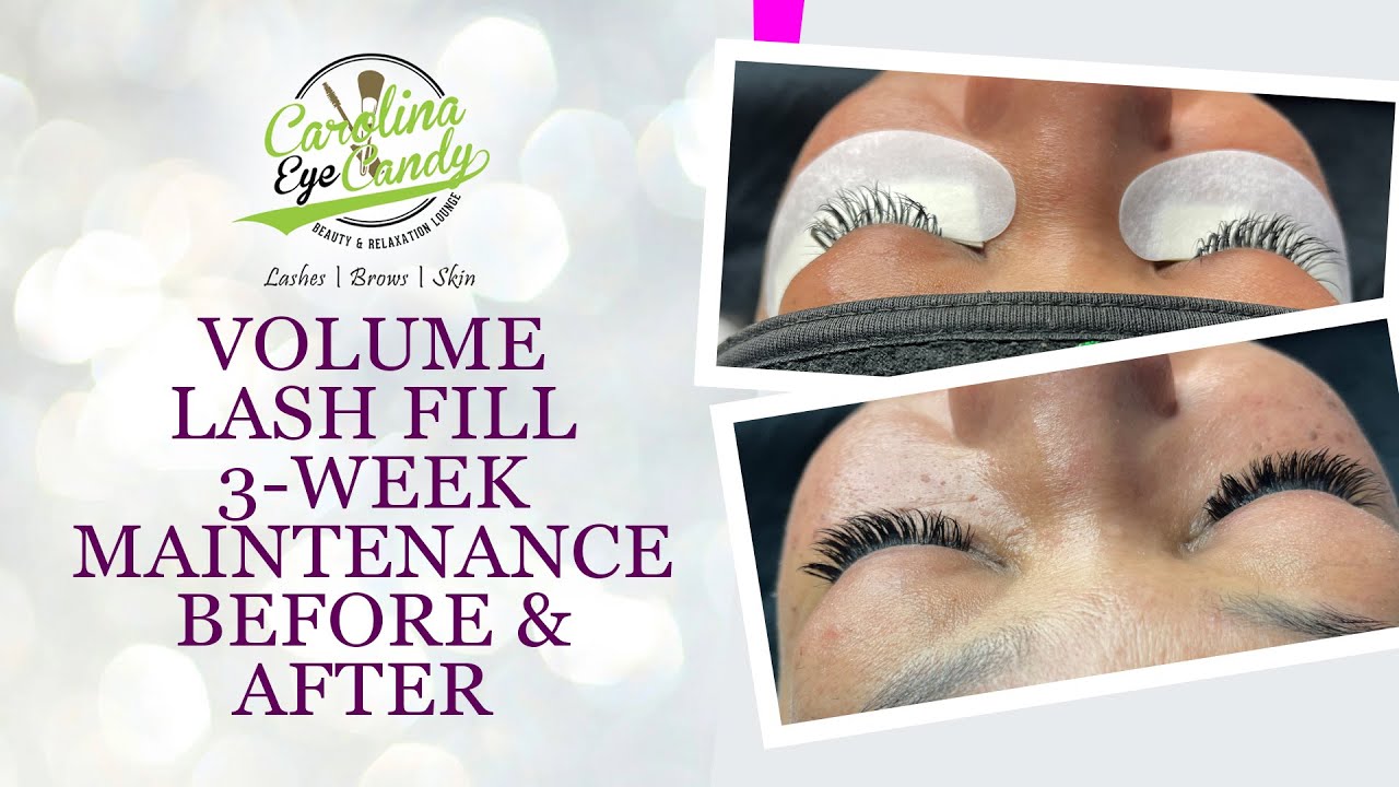 Volume Lash Fill 3 Week Maintenance Before & After at Carolina Eye Candy