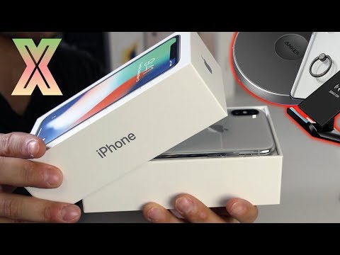 iPhone X Unboxing Silver - First Boot  New Features  Wireless Charging  amp  Accessories