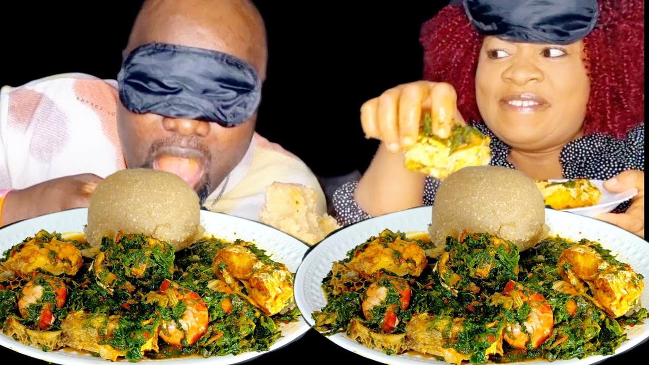 THIS PRANK REALLY HOT MY HUSBAND|Asmr Mukbang vegetables soup and fufu eating sound