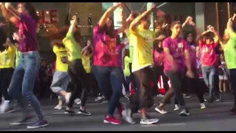A QR code "flash mob" performing outside Paragon at the GSS launch