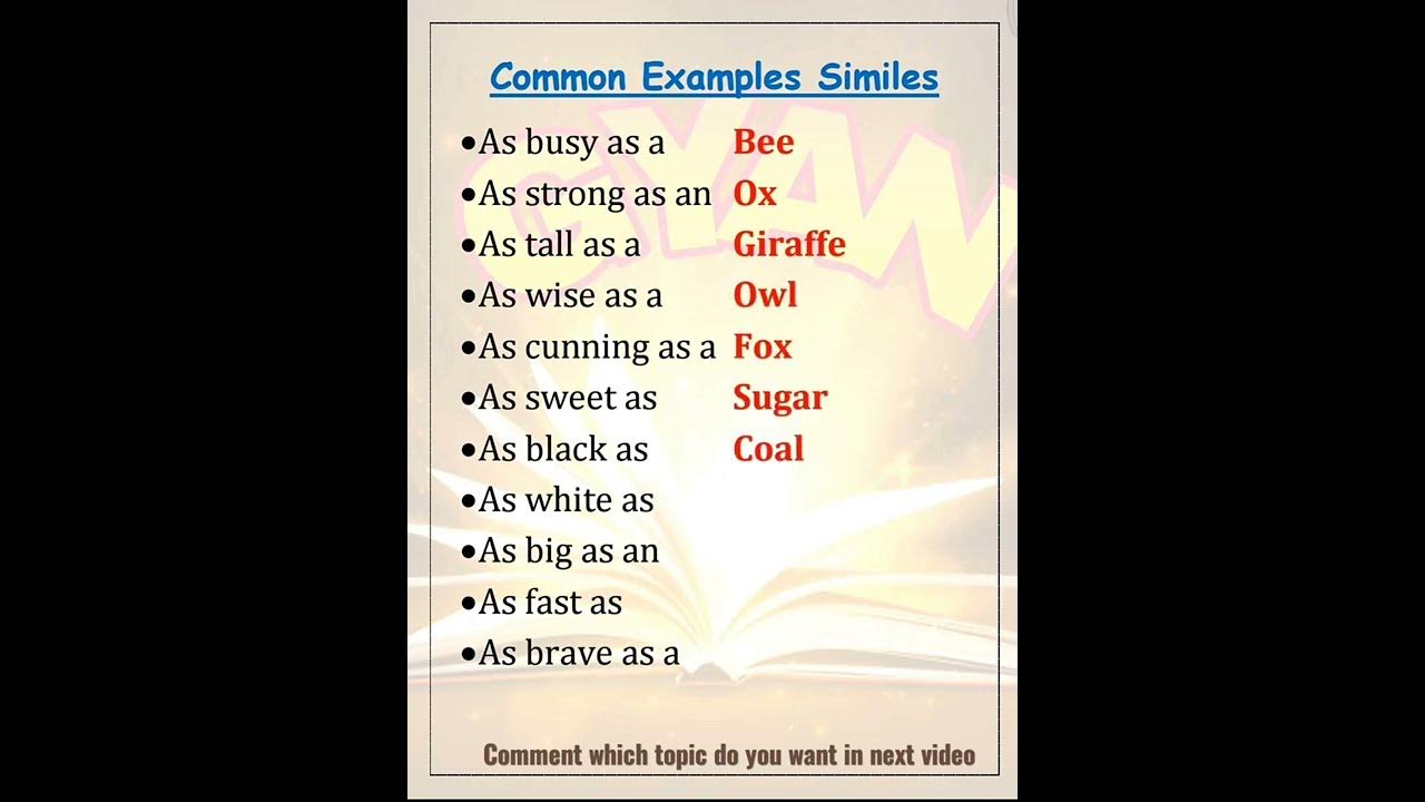 Simile | Simile figure of speech | Similes for kids | Simile examples #
