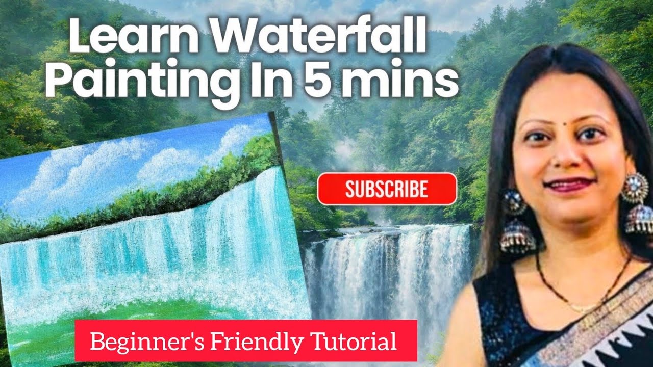 Waterfall Acrylic Painting In 5 mins | Beginner's Friendly Tutorial