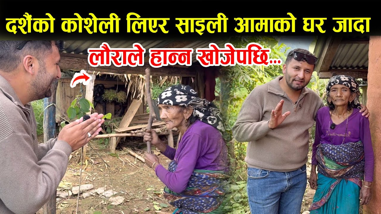 साइली आमाको घरमा दशैंको कोसेली लिएर जाँदा लौरोले हान्न खोजेपछि,आमालाई दशैं कहिले थाहा छैनSaili aama 