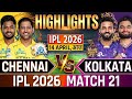 CSK vs KKR 22nd Match Gameplay IPL 2026 | Chennai vs Kolkata Gameplay Highlights