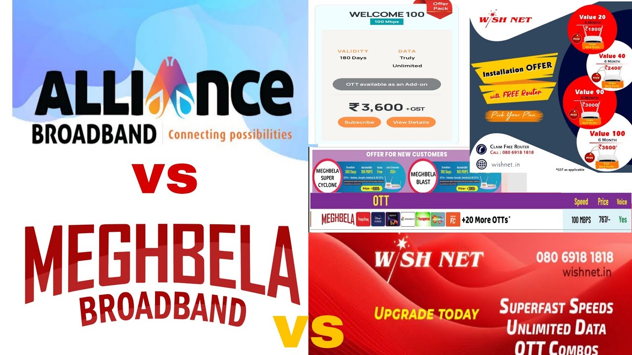 Which Broadband Saves Your Money| Alliance Vs Meghbela Vs WishNet Installation offer Comparison