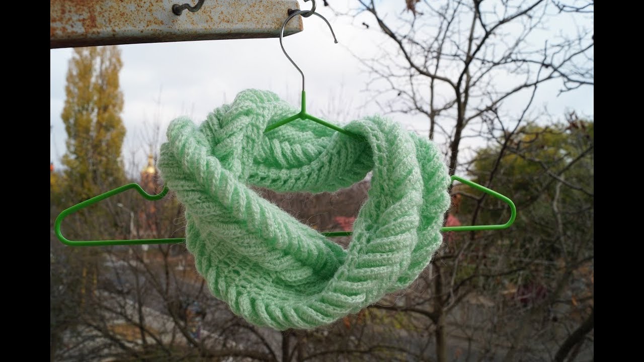 sharf homut obemnym uzorom s 3 d effektom kryuchok youtube vyazanyj sharf homut uzory sharf
