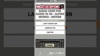 RADIO CODE CALC FOR MERCEDES BENZ AUDIO 10 CD ALPINE MF2910 MF2199 - UNLIMITED DECODING TOOL screenshot 1