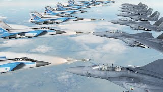 USA F-15E Vs Russian MiG-31 Plane Fights - 15 Vs 15 - Fighting Aircraft - Plane Simulator