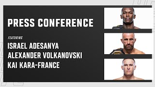 UFC Press Conference Featuring Israel Adesanya, Alexander Volkanovski & Kai Kara France