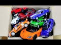 Box Full of Model Cars Mazda Mx5, Koenigesgg Jesko, Lamborghini Scv12, Byd Yang Wang U8, Toyota Car