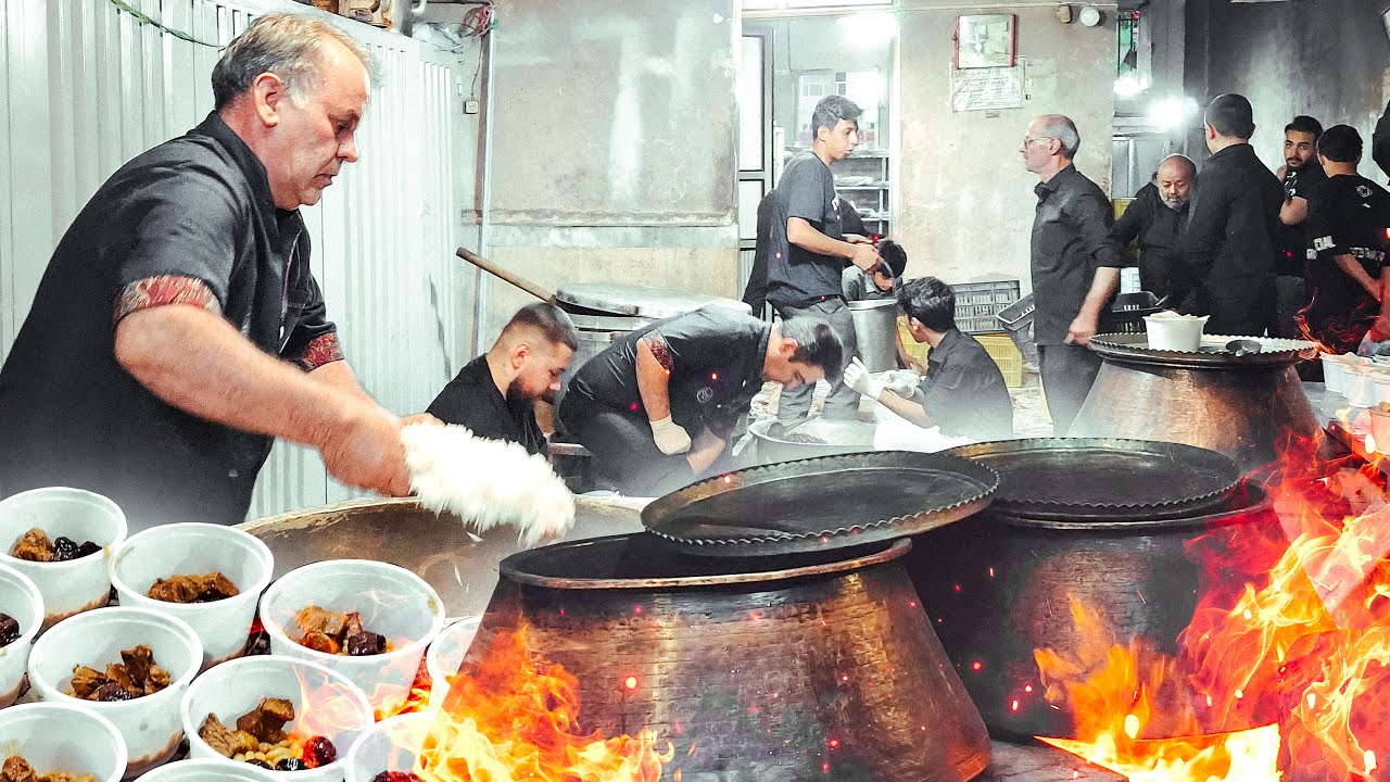 🔥 Traditional Nazri Stew Cooked Over Firewood | Moharram Rituals in Iran 🇮🇷