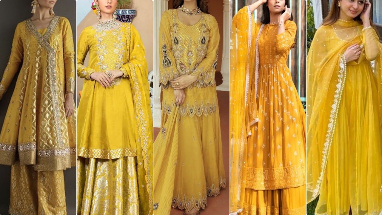 mayo haldi ubtan yellow dresses for bride and bridesmaids 2025