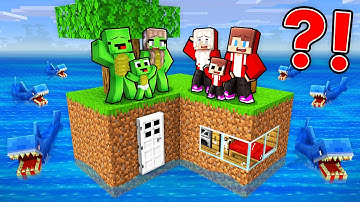 Mikey Family and JJ Family Survive on a Sea Block in Minecraft (Maizen)