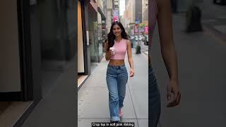 Pink Crop Top with Baggy Jeans Street Look #fashion #ai #eveningstyle #fashiontrends screenshot 2