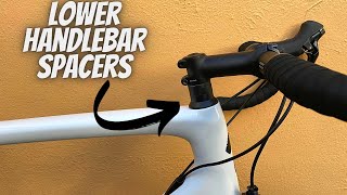 HOW TO LOWER HANDLEBARS AND STEM (ADJUSTING HEADSET) *TIGHTEN HEADSET* SLAM STEM. SPECIALIZED TARMAC