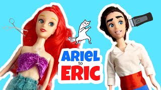 Transforming my Ariel Barbie into Prince Eric!!🧜‍♀️❤️ #art #barbie #makeover #disney