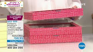 Colleen's Prestige 3Piece CrocoEmbossed Large Jewelry Bo...