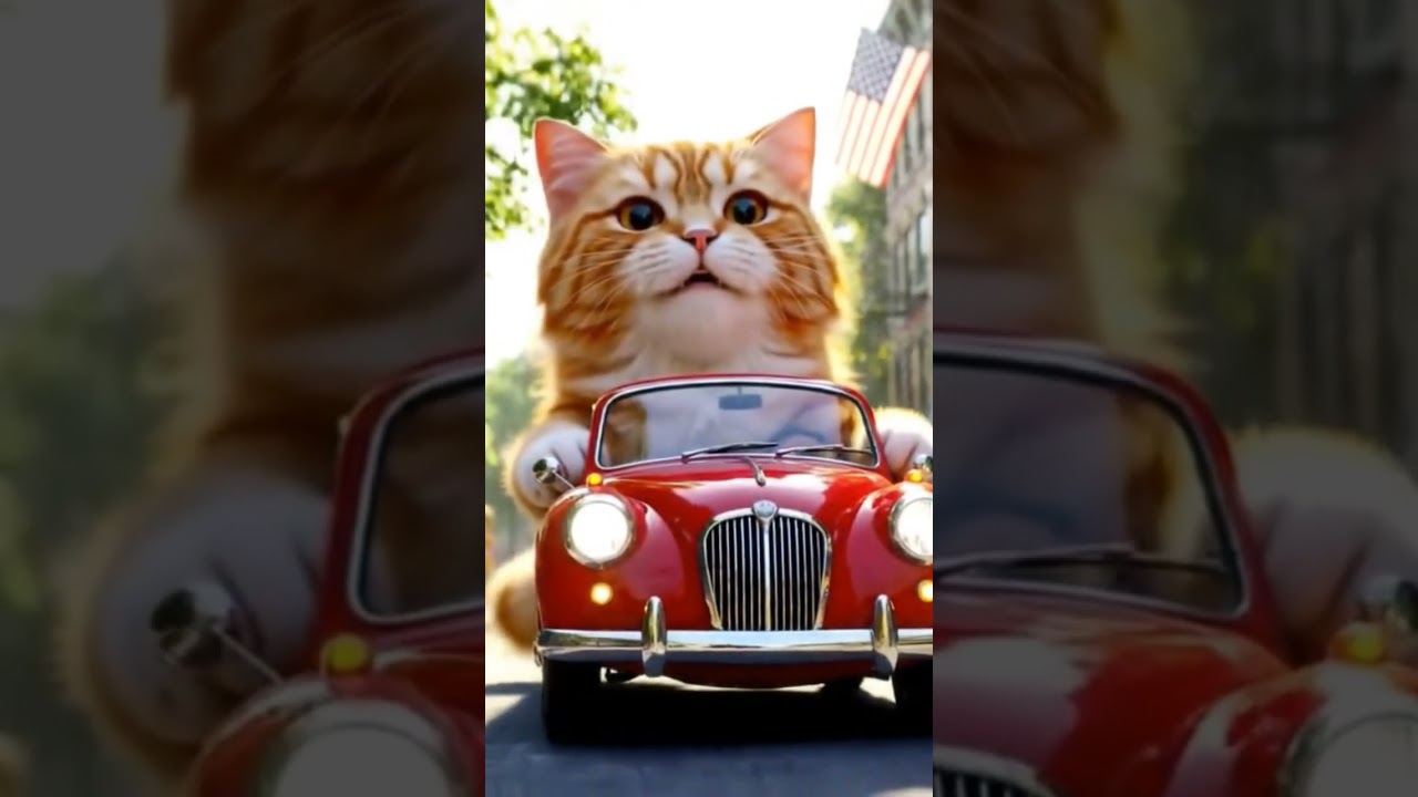 "Kucing Raksasa Naik Mobilan Mini, Bikin Warga Ketawa! 😂🚗🐱" 